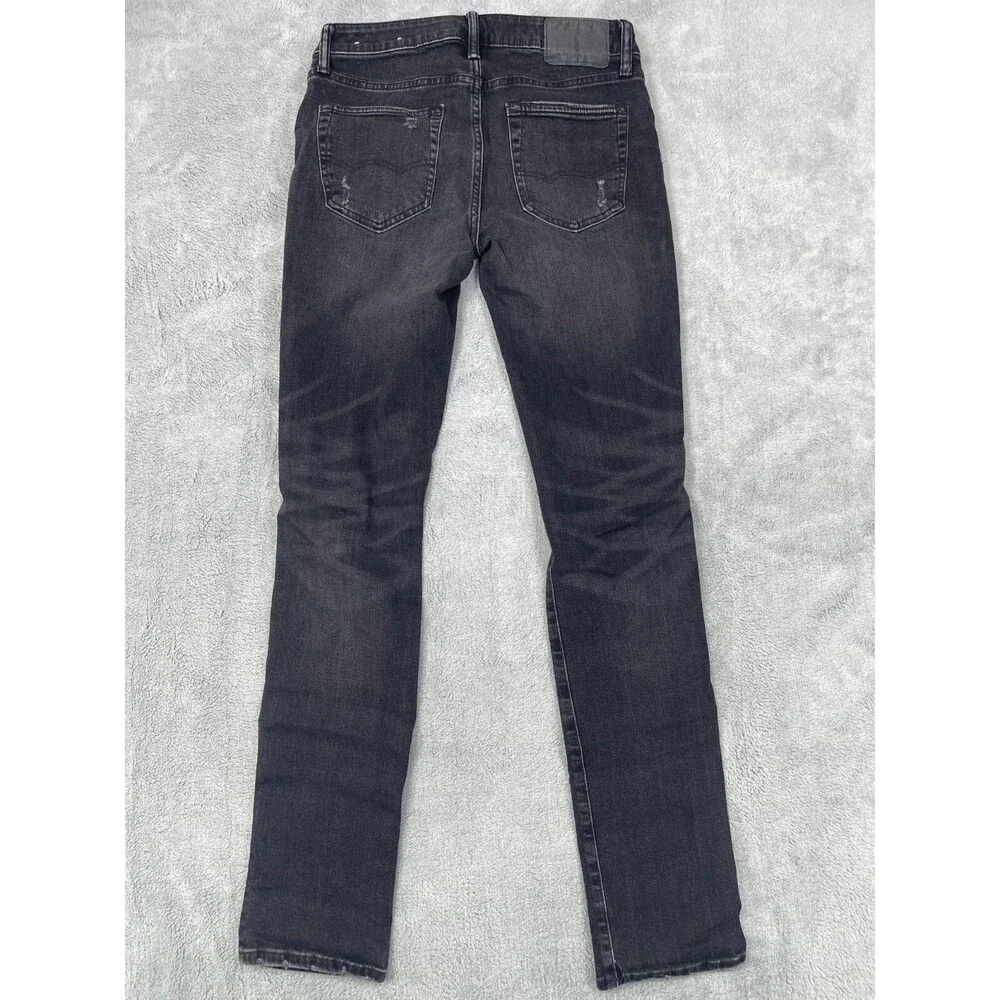 American Eagle Outfitters Mens 30x34 Black Denim Stretch Distressed Straight Leg